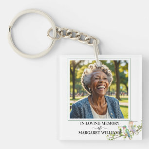 Elegant Hummingbirds Floral Photo Keepsake Keychain