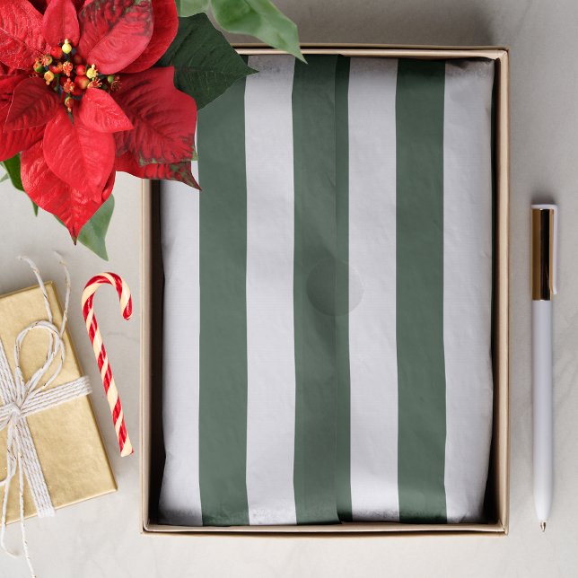 Elegant Hunter Green and White Striped Pattern Tissue Paper (Creator Uploaded)