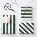 Elegant Hunter Green and White Striped Pattern Wrapping Paper Sheet<br><div class="desc">Simple green stripes wrapping paper - perfect for weddings,  bridal showers,  mens birthdays and Christmas.</div>
