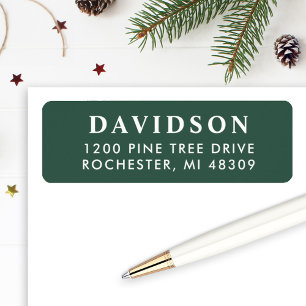 Elegant Hunter Green Family Holiday Return Address