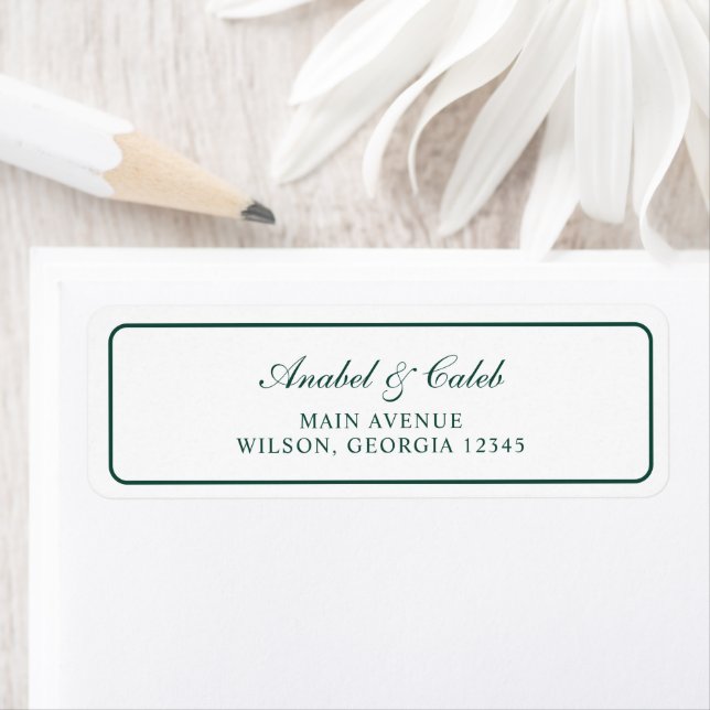 Elegant Hunter Green Frame Wedding Return Address (Insitu)