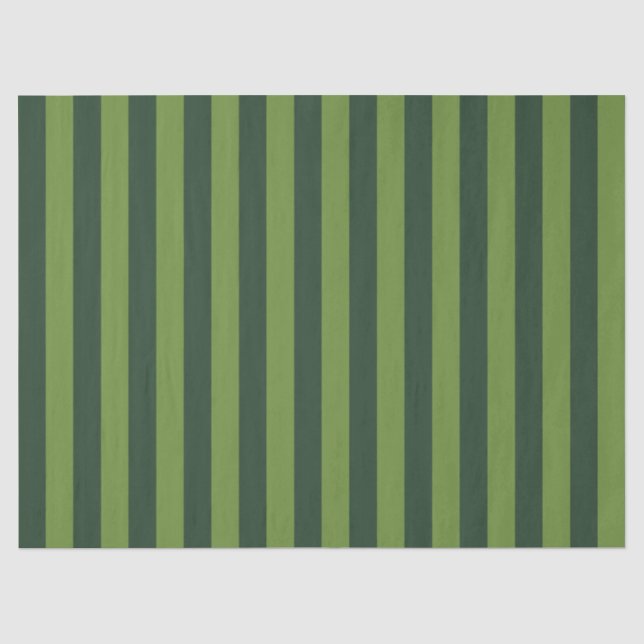 Elegant Hunter Green Garden Green Stripe  Tissue Paper (Front)