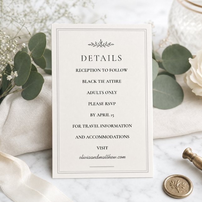 Elegant Hunter Green Monogram Wedding Details Card (Elegant Hunter Green Monogram Wedding Details Card #enclosurecard #weddingdetailscard )