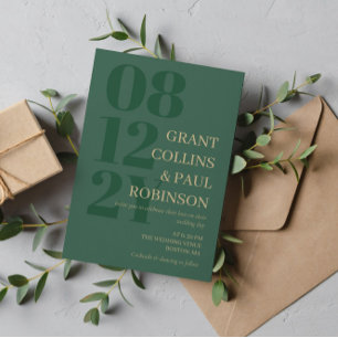 Elegant Hunter Green Tan Typography Invitation