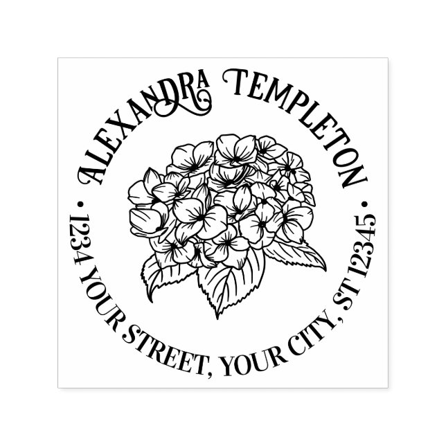 Elegant Hydrangea and Leaves Self-inking Stamp (Design)