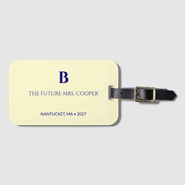 Elegant Hydrangea Blue Bride Destination Luggage Tag (Front Horizontal)