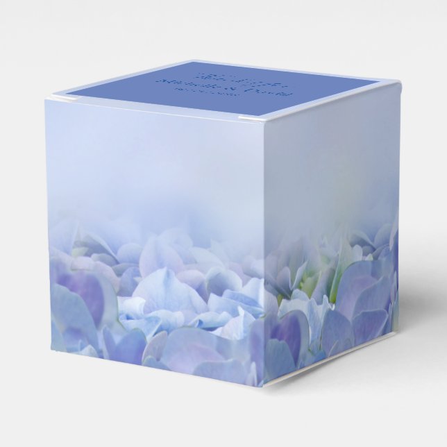 Elegant Hydrangea Blue Florals Wedding Favour Box (Front Side)
