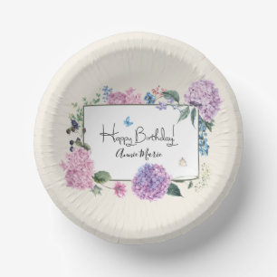 Elegant Hydrangea Bouquet Personalized Birthday  Paper Plate