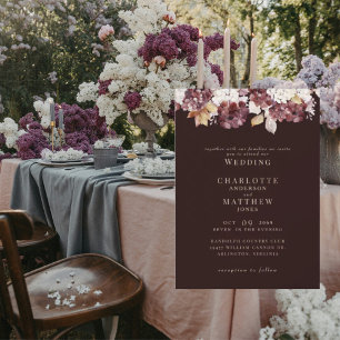 Elegant Hydrangea Burgundy No Parents Wedding Invitation