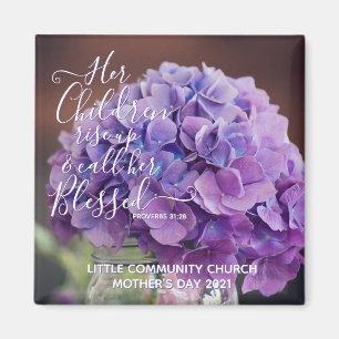 Elegant Hydrangea Christian Mothers Day Verse Magnet