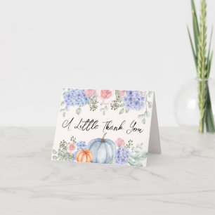 Elegant Hydrangea Floral Pumpkin Fall Baby Shower Thank You Card