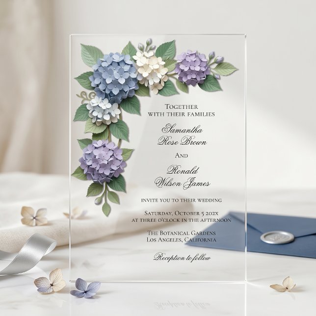 Elegant Hydrangea Flowers Acrylic Wedding Invitations (Creator Uploaded)