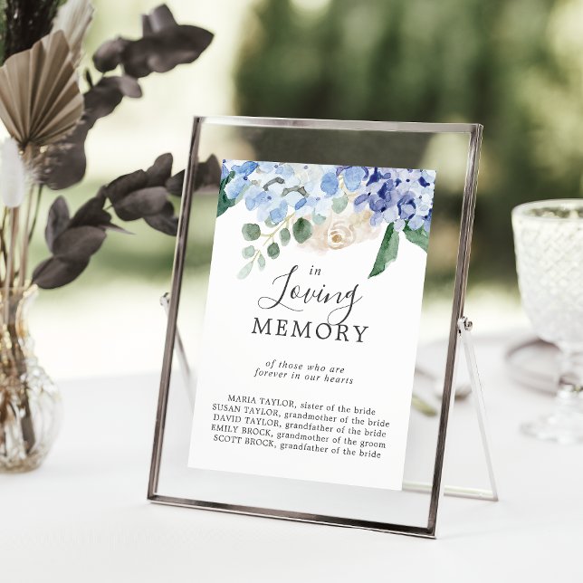 Elegant Hydrangea In Loving Memory Memorial Sign (Creator Uploaded)
