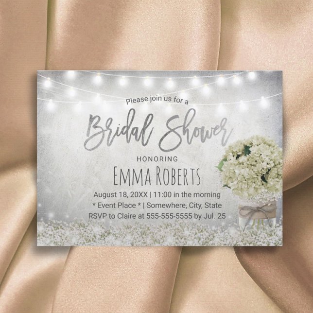 Elegant Hydrangea Jar Rustic Floral Bridal Shower Invitation (Creator Uploaded)