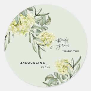 Elegant Hydrangea Mint Bridal Shower Thank You Classic Round Sticker
