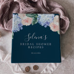 Elegant Hydrangea Navy Bridal Shower Recipe Binder<br><div class="desc">This elegant hydrangea navy bridal shower recipe organizer 3 ring binder is perfect for a spring or summer wedding shower. The classic floral design features soft powder blue watercolor hydrangeas accented with neutral blush pink flowers and green leaves. Personalize the binder with the name of the bride-to-be.</div>