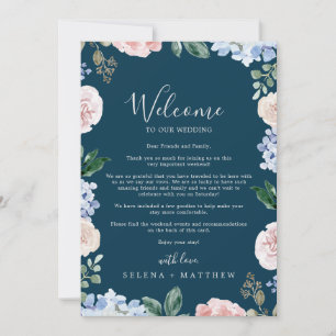 Elegant Hydrangea Navy Welcome Letter & Itinerary