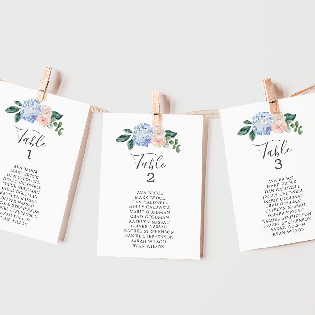 Elégant Hydrangea Numéro de tableau Siège Cartes d (Créateur téléchargé)