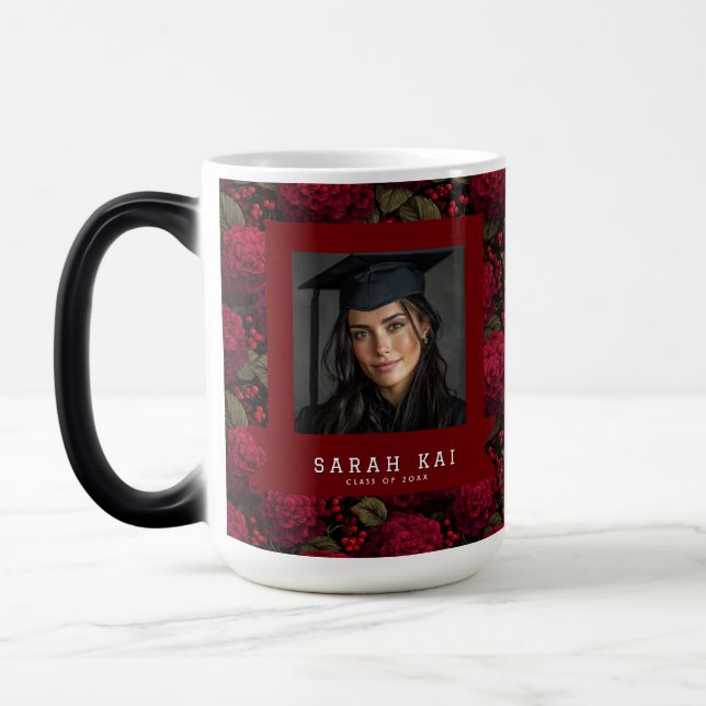 Elegant Hydrangea Pattern Friend Grdauation Magic Mug (Left)