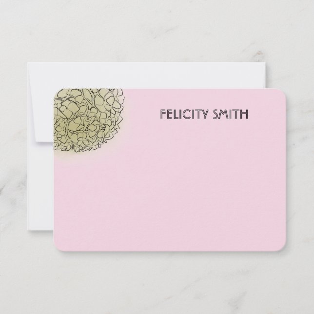 Elegant Hydrangea Personalized Stationery Pink Card (Front)