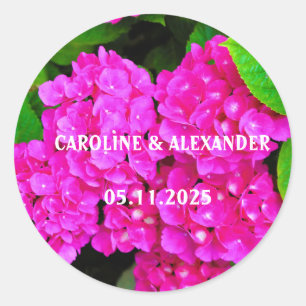 Elegant Hydrangea Pink Floral Photo Blossoms  Classic Round Sticker