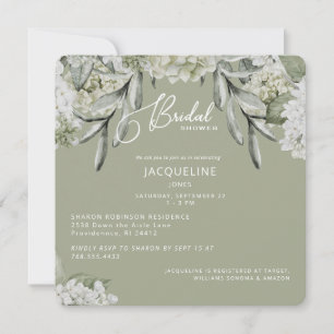 Elegant Hydrangea Sage Bridal Shower Invitation