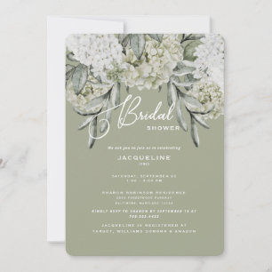 Elegant Hydrangea Sage Rounded Bridal Shower Invitation