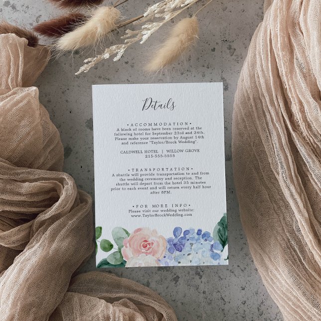 Elegant Hydrangea Wedding Details Enclosure Card (Creator Uploaded)