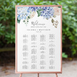 Elegant Hydrangea Wedding Seating Chart Poster<br><div class="desc">This elegant hydrangea wedding seating chart poster is perfect for a spring or summer wedding. This sign can be used to organize your guests alphabetically or by table number by changing the names of the headings. The classic floral design features soft powder blue watercolor hydrangeas accented with neutral blush pink...</div>