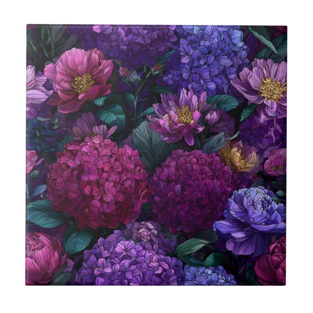 Elegant Hydrangeas Ceramic Tiles For Stylish Entry (Front)