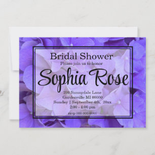 Elegant Hydrangeas Lavender purple Bridal shower Invitation