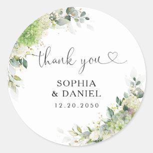 Elegant Hydrangeas Wedding Classic Round Sticker