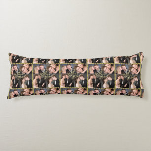 Elegant I Love You Gold Photo Collage Calligraphy Body Pillow