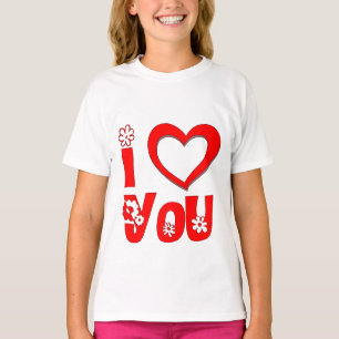 Elegant I Love You Minimalist Red Girls T-Shirt