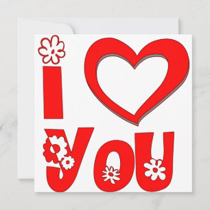 Elegant I Love You Minimalist Red Invitation