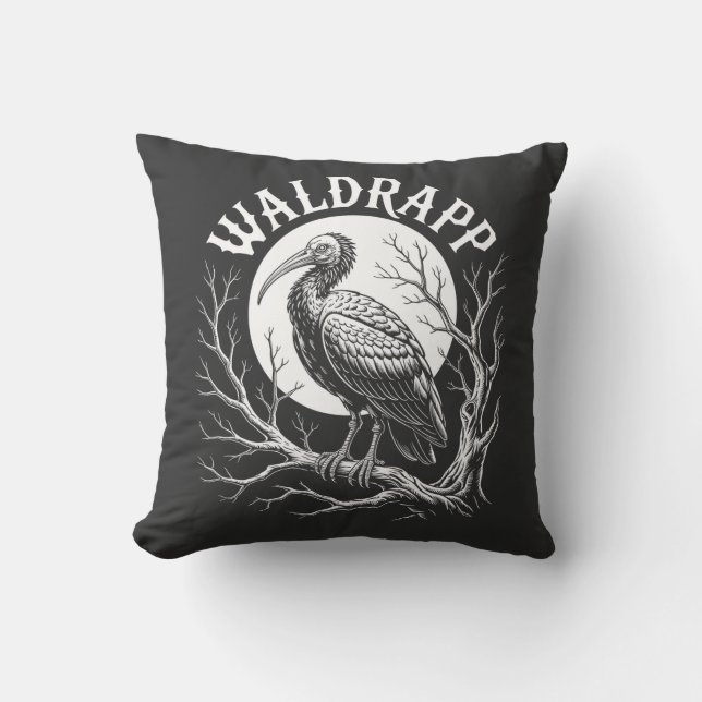 Elegant Ibis – Monochrome Wildlife - endangered  Throw Pillow (Front)