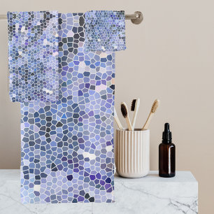 Elegant ice blue mosaic bath towel set