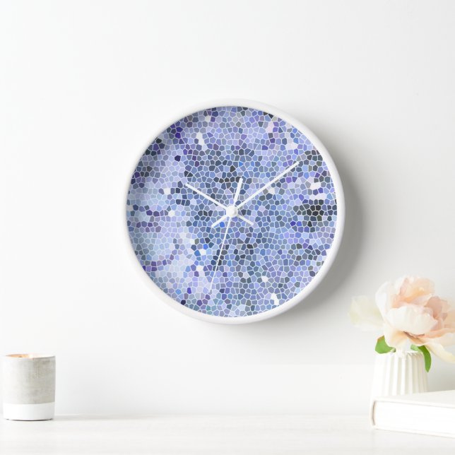 Elegant ice blue mosaic, modern clock (Home)