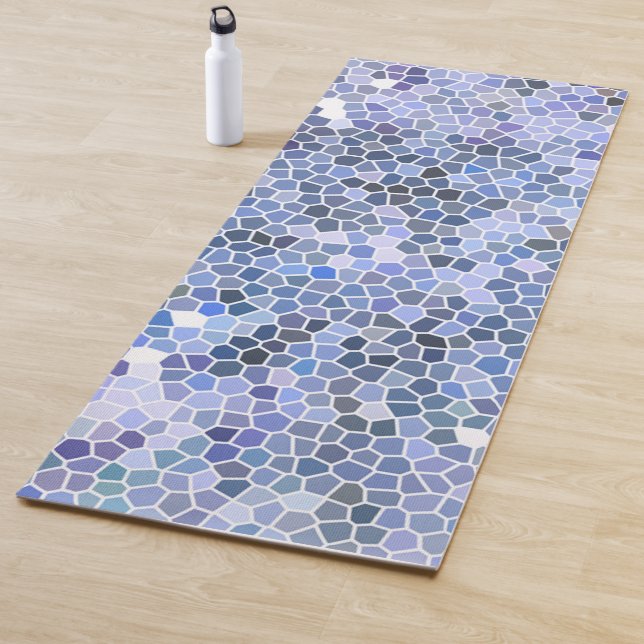 Elegant ice blue mosaic yoga mat (In Situ)