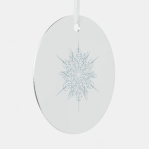 Elegant Ice Blue Snowflake Christmas Metal Ornament