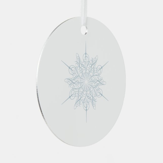 Elegant Ice Blue Snowflake Christmas Metal Ornament (Front Right)