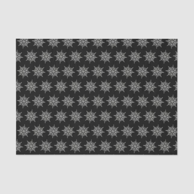 Elegant Ice Crystals Pattern on Black Tissue Paper (Front)