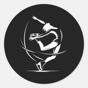 Elegant Ice Skater Winter Sport Graceful Artistic  Classic Round Sticker