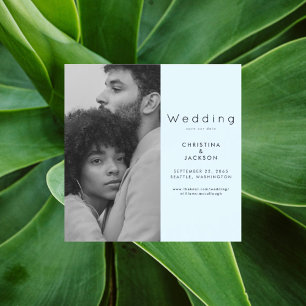 Elegant Icy Blue Photo Save the Date II Magnetic Invitation