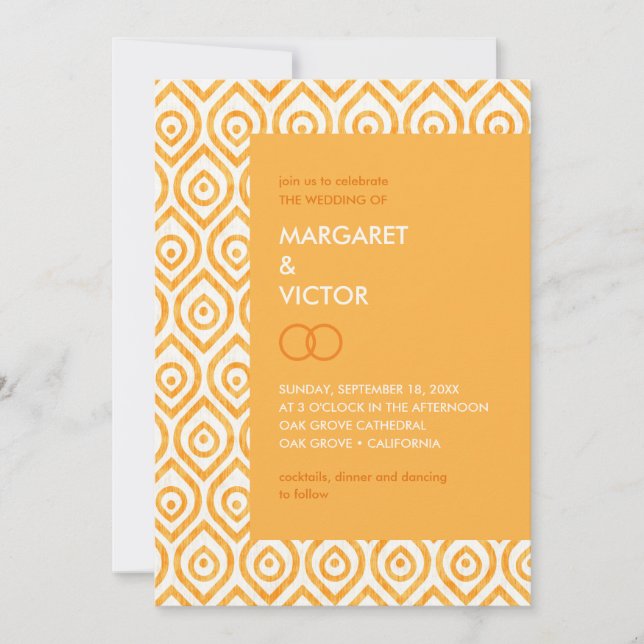 Elegant Ikat pattern Wedding Invitation (Front)