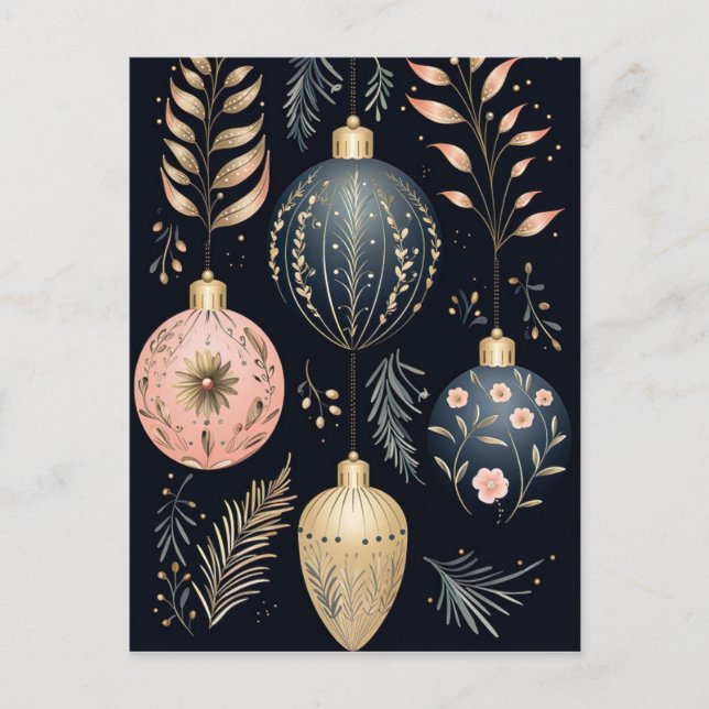 Elegant illustration of Christmas tree bullets Postcard (Front)