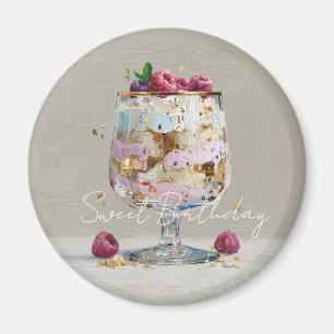 Elegant Impasto Raspberry Dessert Magnet