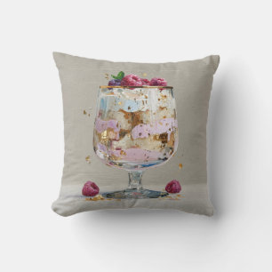 Elegant Impasto Raspberry Dessert Throw Pillow