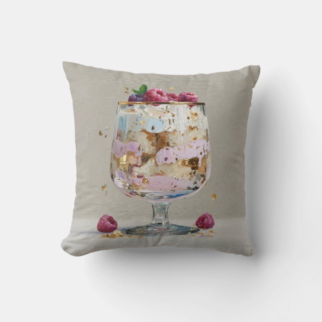 Elegant Impasto Raspberry Dessert  Throw Pillow (Front)