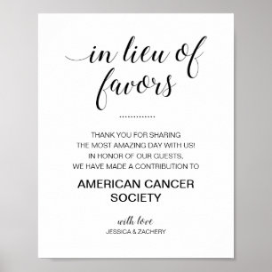 Elegant In Lieu Of Favours Donation Wedding Sign